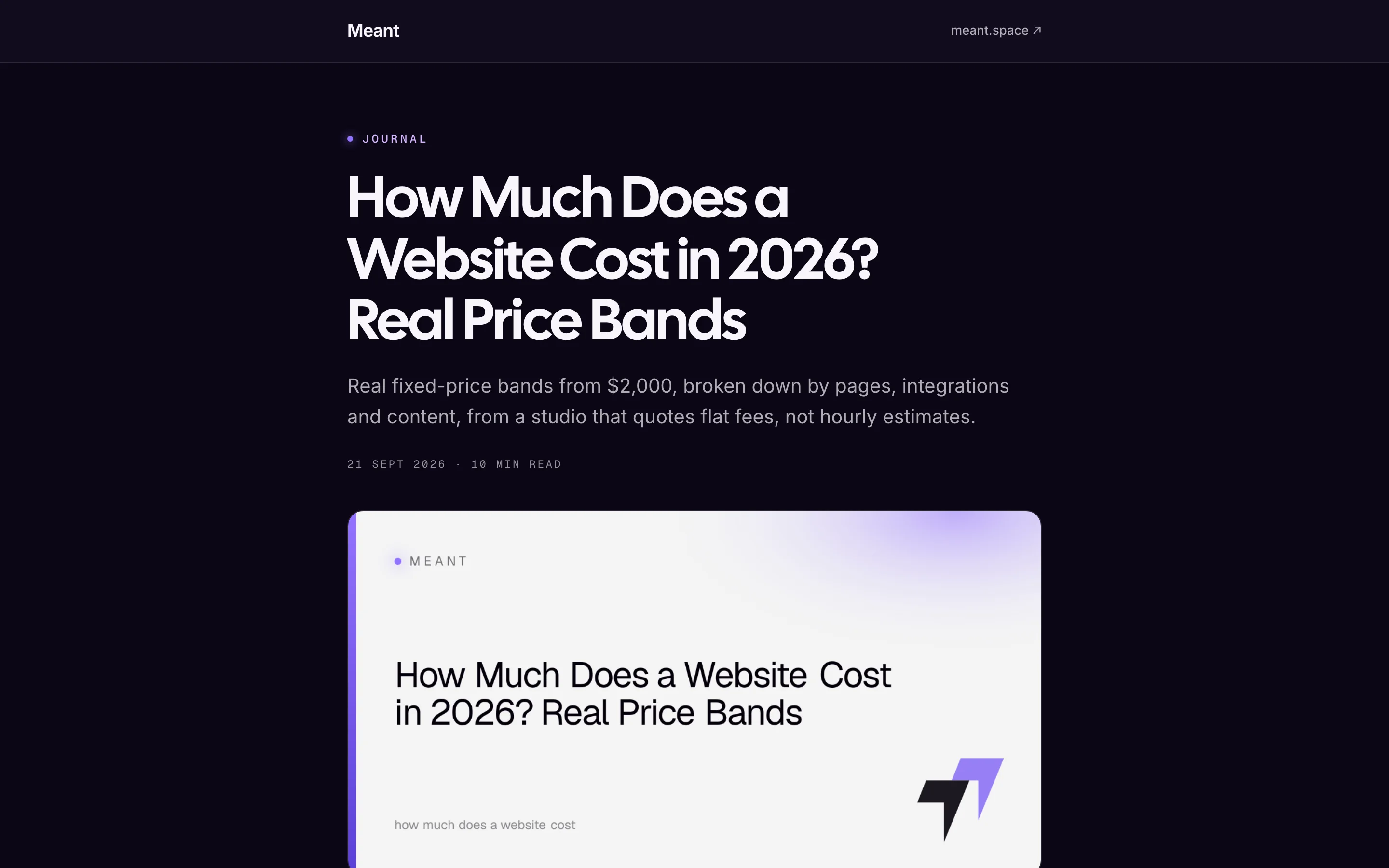 A finished Meant SEO article: title, summary, reading time and cover.
