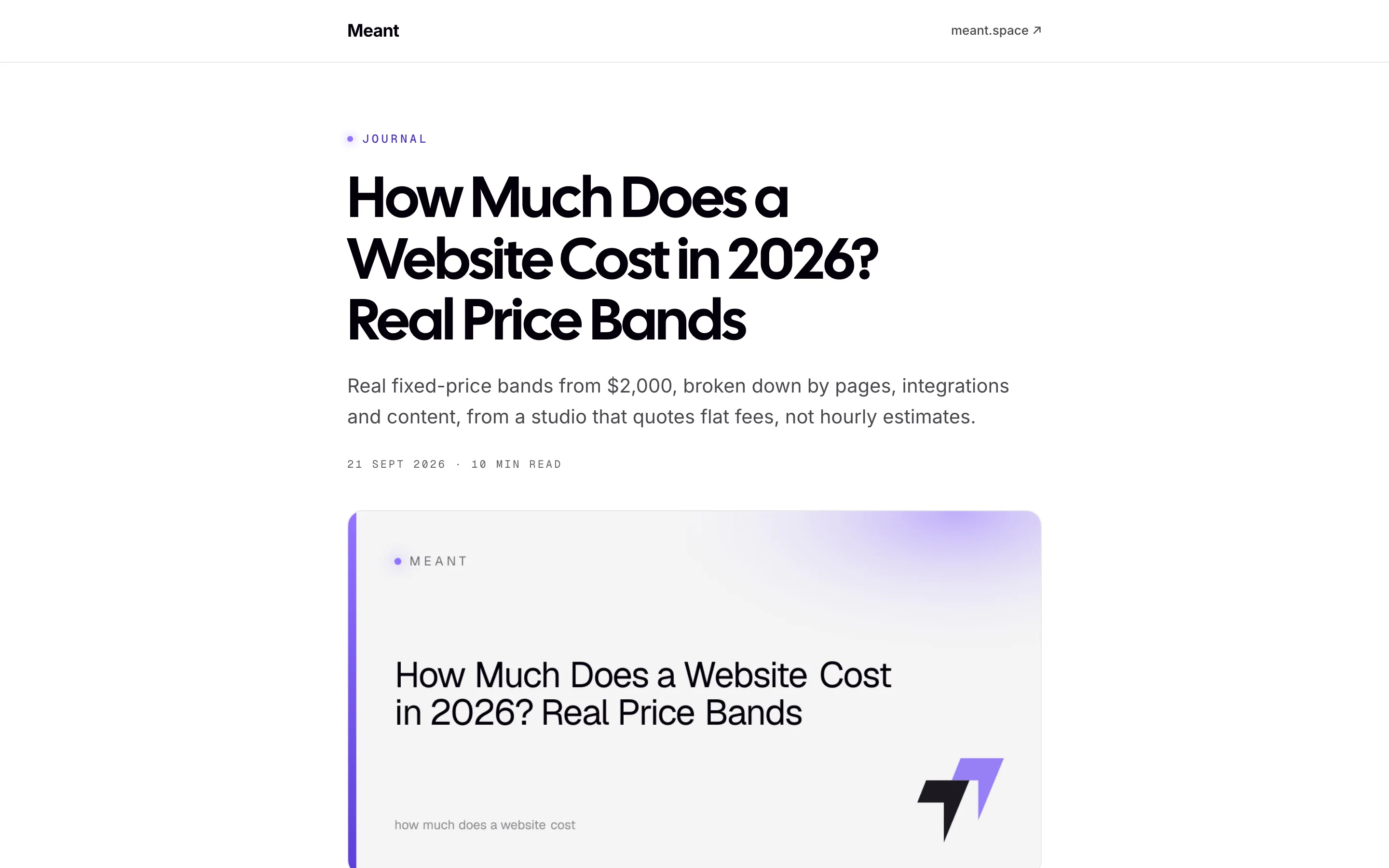 A finished Meant SEO article: title, summary, reading time and cover.
